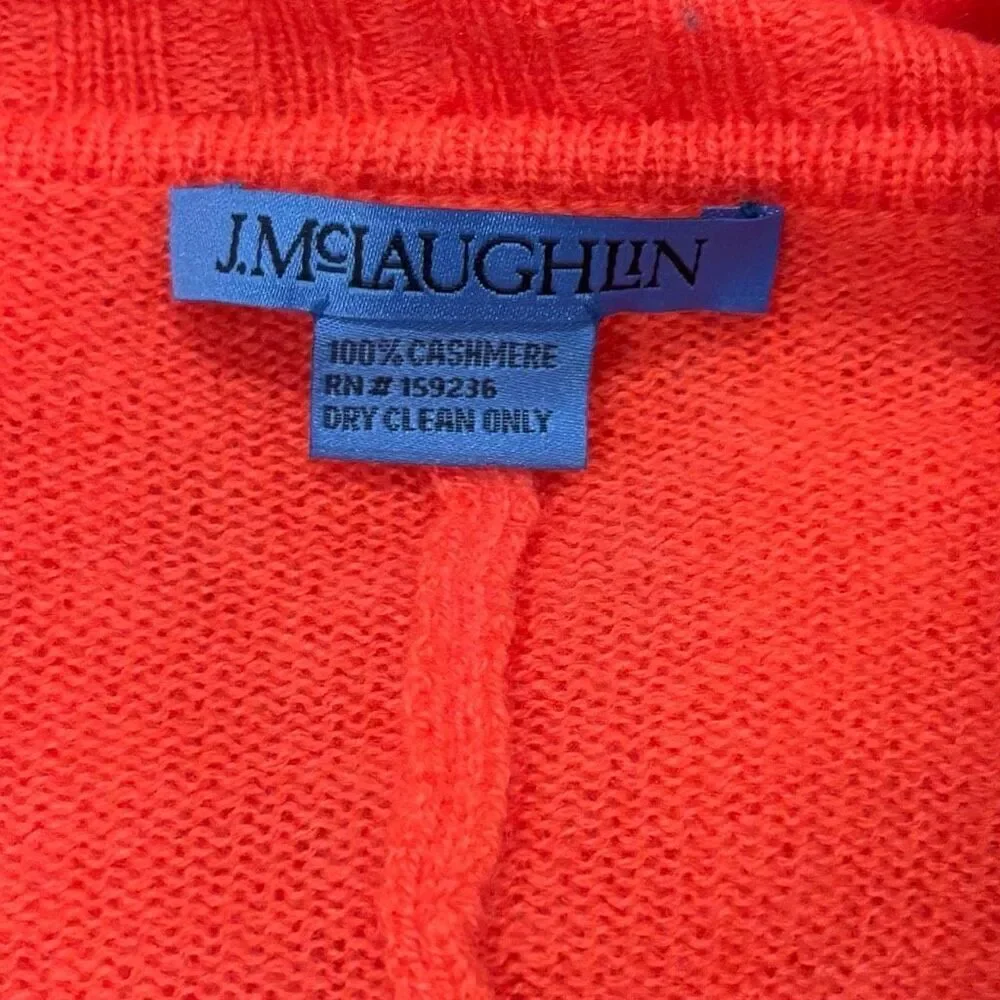 J. McLaughlin 100% Cashmere Wrap Cardigan Sweater One Size Coral